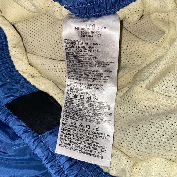 Jordan Blue and Cream Swim Trunks, Elastic Waistband Essential Woven Shorts L - Picture 10 of 12